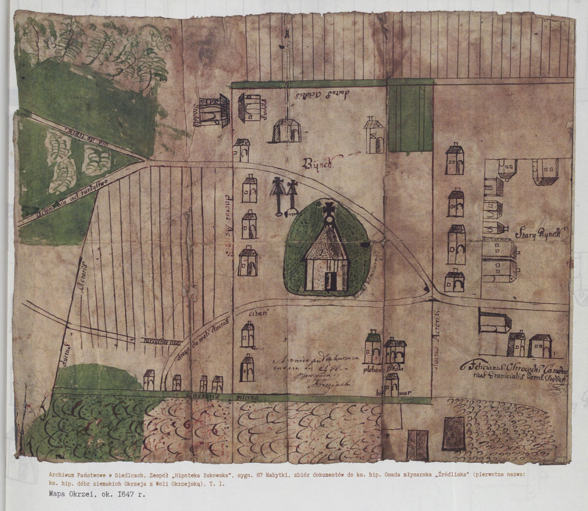Mapa Okrzei z roku ok. 1647