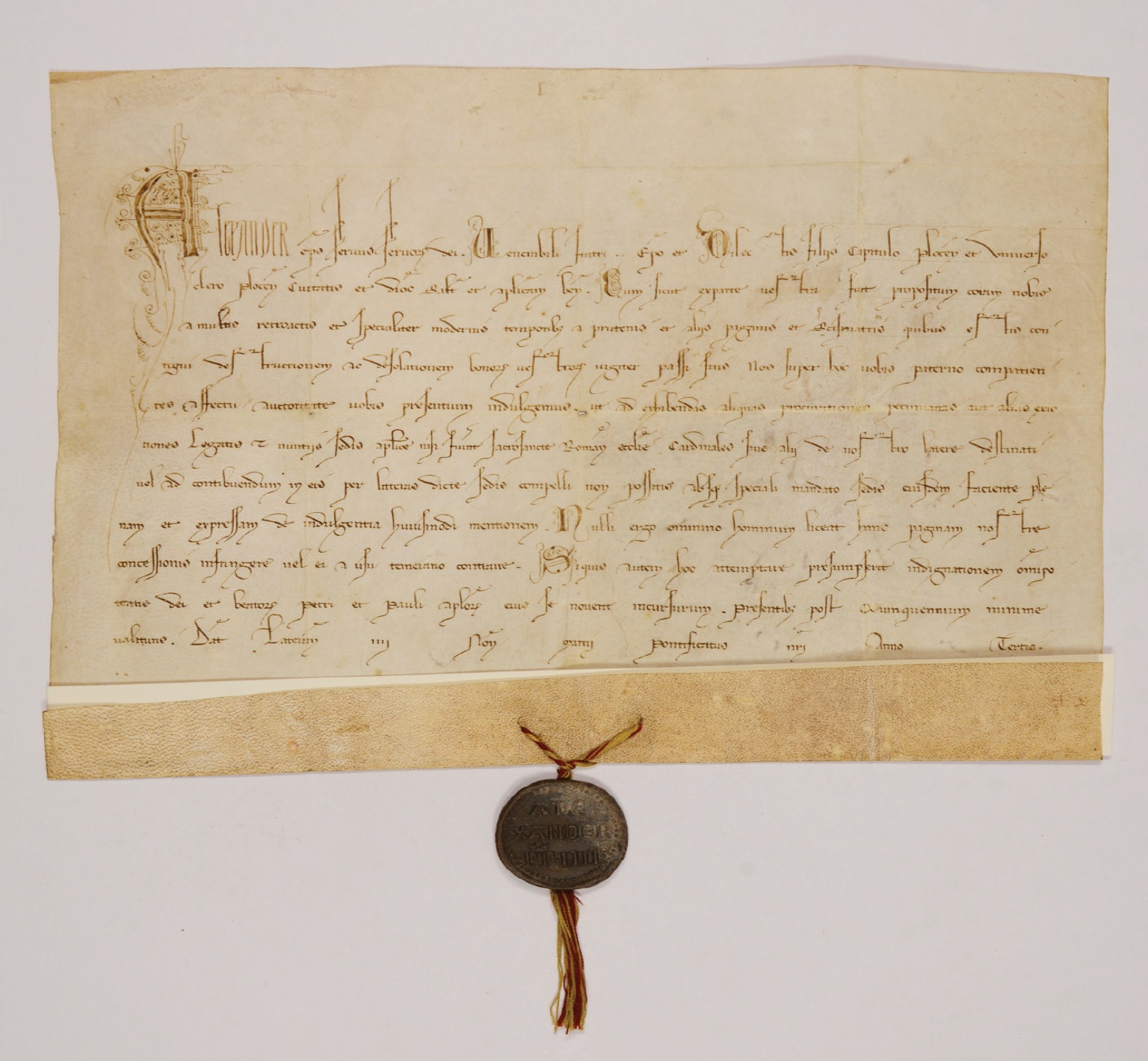 Dokument papieża Aleksandra IV wystawiony 4. IV 1257 r. w Rzymie – po konserwacji