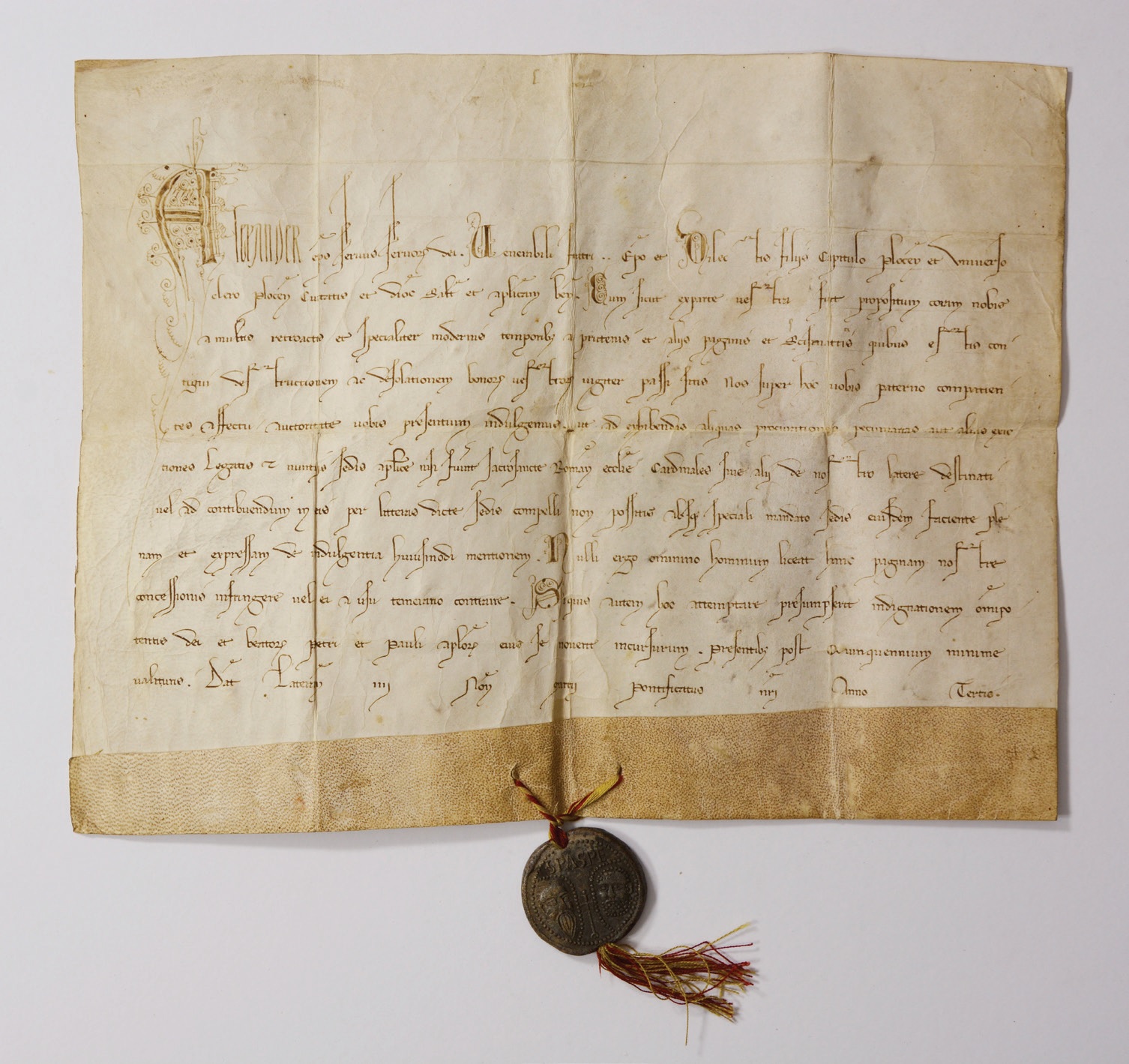 Dokument papieża Aleksandra IV wystawiony 4. IV 1257 r. w Rzymie – przed konserwacją